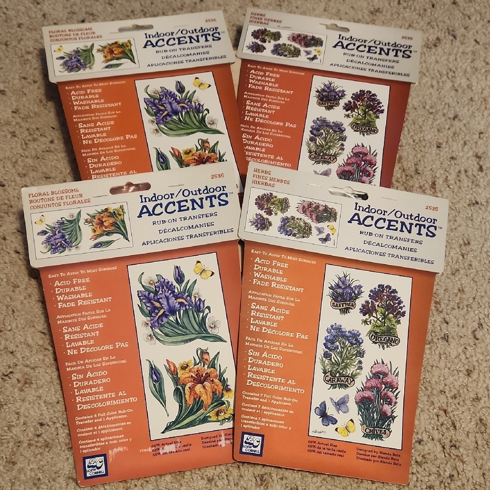 Loew Cornell Indoor/Outdoor Accents Rub-On Transfers Flowers & Herbs 2000